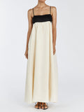 Black And White Loose Suspender Patchwork Maxi Dress